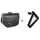 Leather saddlebag CUSTOMACCES SANT LOUIS APS011N Negru right, with metal base right side and right fitting kit