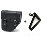 Leather saddlebag CUSTOMACCES IBIZA APS015N Negru right, with side metal base + universal support