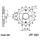 Pinion fata JT JTF 737-15 15T, 520