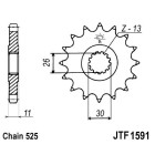 Pinion fata JT JTF 1591-15RB 15T, 525 rubber cushioned