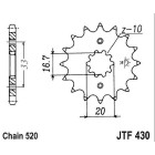 Pinion fata JT JTF 430-15 15T, 520