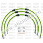 Kit conducte de frana fata Venhill POWERHOSEPLUS DUC-5001F-GR (3 conducte in kit) Green hoses, chromed fittings