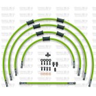 Kit conducte de frana fata Venhill POWERHOSEPLUS KAW-11006FB-GR (3 conducte in kit) Green hoses, black fittings