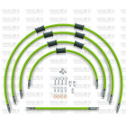 Kit conducte de frana fata Venhill POWERHOSEPLUS KAW-11006F-GR (3 conducte in kit) Green hoses, chromed fittings