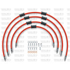 Kit conducte de frana fata Venhill POWERHOSEPLUS HON-10033F-RD (4 conducte in kit) Red hoses, chromed fittings